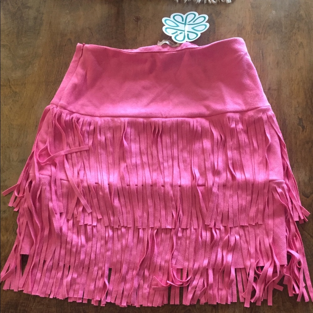 Pink fringe skirt